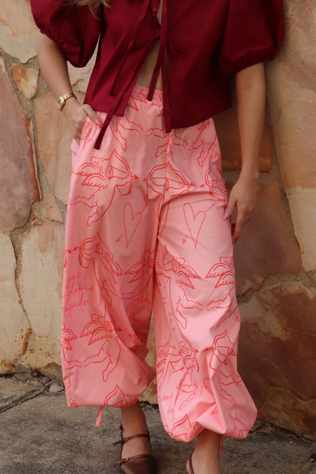 Pantalón globito cupido rosa